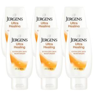 lot 6317 image: Jergens Ultra Healing Moisturizer for Dry Skin, Hand and Body Lotion, with Hydralucence Blend, Vitamins C, E and B5, 3 Oz, Pack of 8