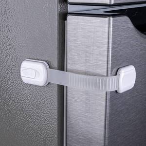 lot 6321 image: 2-Pack Child Proof Fridge Lock with Adhesive - Adjustable Baby Proofing Straps - Refrigerator Lock for Kids - Freezer Latch to Keep Door Closed - for Toddlers, Cats, & Dogs - Universal Compatibility