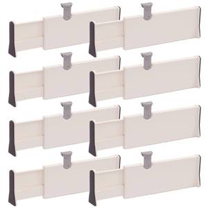 lot 6325 image: TENABORT Set of 8 Adjustable Drawer Dividers Organizer Separators Plastic Dresser Organizer for Bedroom, Bathroom, Closet, Office Desk, Kitchen Storage