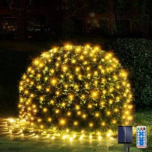 lot 6330 image: WBao Solar Christmas Lights Outdoor 360LED 11.5ft x 6.9ft Christmas Net Lights with Remote, 8 Lighting Modes, Timer, Waterproof for Lawn, Bushes, Shrubs, Trees Outdoor Xmas Decorations, Warm White