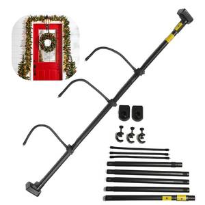lot 6334 image: Rmnhd Adjustable Garland Hanger for Front Door - Fits 28 to 80 Doors, Wreath Holder Christmas, Halloween DecorationsNoScrewsDrilling Damage-Free InstallationGarland Door,with 3 Hooks Tension Rod ��