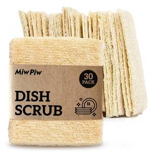 lot 6337 image: Natural Loofah Dish Sponge (Pack 30) Multipurpose Dish Sponges - 100% Biodegradable Compostable Dishwashing Scouring Pad Zero Waste (2.75 x 2.75 Each)