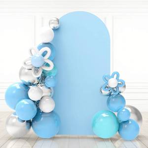 lot 6339 image: Babenest 7.2Ft Baby Blue Wedding Arch Cover, Spandex Fitted Backdrop for Photography, Round Top Chiara Stand for Party Ceremony Birthday Baby Shower Anniversary Decoration