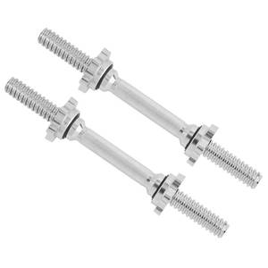 lot 6350 image: Yes4All Pair of Threaded Dumbbell Handles, Dumbbell Bar with Collars, ChromeRubber Grip, Fit 1 Inch Plates, Weight Bar Connector 14 Inches - Silver