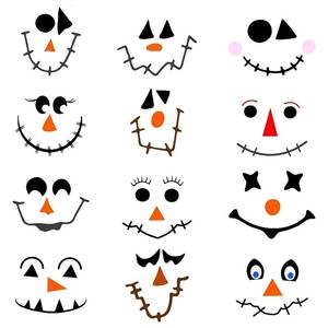 lot 6354 image: iMagitek 24 Pcs Fall Scarecrow Face Vinyl Decals, DIY Craft Stickers, Halloween Autumn Scarecrow Wall Stickers Decals Glass Window Stickers for Thanksgiving Day