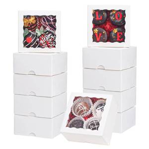 lot 6365 image: TEMLQPACK 20pcs 4x4x2 Inch Bakery Boxes with Window Cookies Boxes Soap Box Chocolate Truffle Boxes Macaron Boxes Dount Boxes Gift Treat Boxes for Cake Browine pastries, or gifts goodies Party Favor