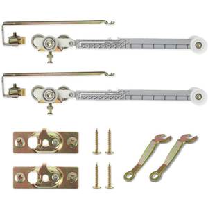 lot 6367 image: 2 Set Pocket Door Soft Close Top Hanger Assemblies Fit for Johnson PN #1060 & #1062, Works with 100, 134F, 138F, 2610F Series Track, 1 Nylon Ball Bearing Tri-Wheel, Bi-Direction