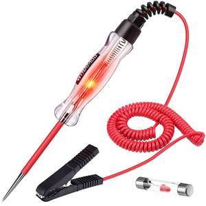 lot 6375 image: WINAMOO Professional LED Bulb Automotive Circuit Tester, 6-24V Test Light with Large Alligator Clip and 135IN PU Extended Wire, Light Tester Electrical Pen for Vehicle Circuits with Low DC Voltage