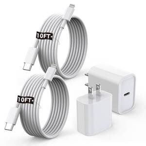 lot 6381 image: Apple MFi Certified10FT Fast iPhone Charger,Extra Long Apple Charger Fast Charging 2Pack USB C Charger Block Plug  10Foot Lightning Cable Cord for iPhone 14ProPro MaxPlus131211XSXRXSE2022