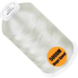 lot 6385 image: New brothread - Single Huge Spool 5000M Each Polyester Embroidery Machine Thread 40WT for Commercial and Domestic Machines - Ivory White (Janome Color)