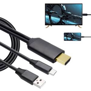 lot 6390 image: ECDREAM USB-C to HDMI Adapter, 6Ft Wired Screen Mirroring Cable with 2-in-1 Display & Charging for MacBook ProiPad ProChromebookS-amsung Phones to TVMonitorProjector