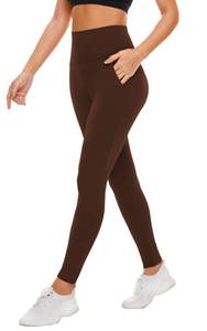 lot 6403 image: FULLSOFT Buttery Soft Leggings for Women - High Waisted Tummy Control No See Through Workout Yoga Cycling Tights Pants(Brown(with Pockets),XX-Large-3X-Large)