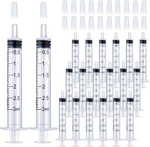 lot 6418 image: A20 Pack 3mL Syringe with Tip Cap for Liquid, 3cc Plastic Syringes with Cover, Non-Sterile, No Needle