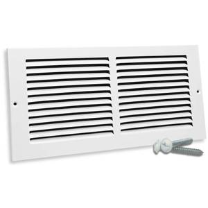 lot 6419 image: Sierra Grates 14 x 6 Inch Return Air Vent Cover, Solid Steel HVAC Grille for Wall or Ceiling, White Duct Opening, Durable Return Air Vent Cover, Airflow Ventilation Grille for Home or Office