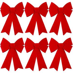 lot 6423 image: Aneco 6 Pieces Red Christmas Bows Holiday Christmas Wreaths Bows 12 x 9 Inches Xmas Red Velvet Decoration Bow for Xmas Party Decoration