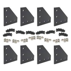 lot 6437 image: BLCCLOY 8 Sets 2020 Aluminum Extrusion T Slot Corner Bracket 20 Series Extruded Hardware L Shape Joint Plate with Nut Bolt for 2020 20mm T V Slot Black Aluminum Profile Connector Accessories