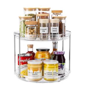 lot 6439 image: LazySpin 2 Tier Lazy Susan Organizer, 9.25 Lazy Susan Turntable for Cabinet, Stackable Turntable Organizer Rotating Spice Rack Organization for Kitchen Countertop, Pantry, Bathroom, Clear