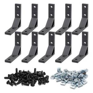 lot 6442 image: BLCCLOY 10 Set 78x78mm 2020 Aluminum Extrusion T Slot Corner Bracket 20 Series Extruded Hardware 90 Degree Right Angle Connector with M5 Bolts Nuts for 2020 80 20 2040 T V Slot Black Aluminum Profile