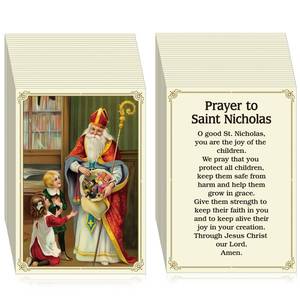 lot 6451 image: Motiskyy 200 Pcs Saint Catholic Prayer Cards for Inspirational Peace St. Religious Christian Holy Cards, Christian Gifts, 3.94 x 2.76 Inches(Saint Nicholas)