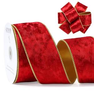 lot 6452 image: STYPOP Red Christmas Velvet Ribbon Wired (2.5 � 15 Yards) - Christmas Ribbon for Christmas Tree DecorationGift WrappingCrafts Wreaths Supplies