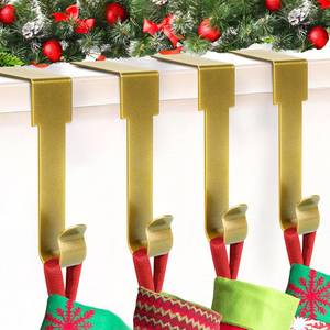 lot 6464 image: SPSHENG Gold Stocking Holdears for Mantle Set of 4, Christmas Stocking Holders, Stocking Hangers Hooks for Mantle for Christmas Ornaments for Counter Tables, Fireplace Mantle Decoration