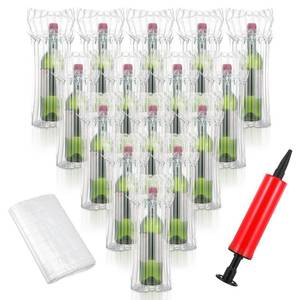 lot 6472 image: 50 Pack Wine Bottle Travel Protector Bags, Inflatable Bags for Wine, Glass bottle Protection Reusable Air Column Cushion Packaging Bubble Bag with Inflator Pump for Glass Bottles Shipping Protector