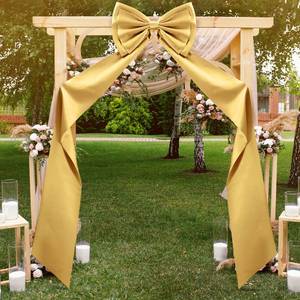 lot 6474 image: Wavwavw Giant Bow Decor Oversized Big Bows Decoration for Room Wall Backdrop 75x18 Inch Ribbon Tie for Wedding Birthday Party Baby Shower Supplies(Gold,Satin)