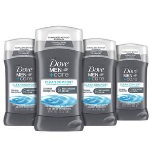 lot 6476 image: DOVE MEN  CARE Deodorant Stick for Men Clean Comfort 4 Count Aluminum Free 72-Hour Odor Protection Mens Deodorant with 14 Moisturizing Cream 3 oz (Pack of 4)