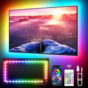 lot 6484 image: KANTUTOE LED Lights for TV, 23ft Backlights for 75-100in TV, RGB Backlight with Music Sync Bluetooth APP and Remote Control, USB Powered LED Strip for Bedroom Home Decor