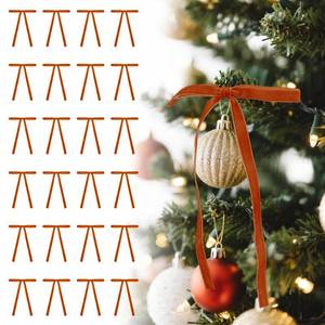 lot 6493 image: Utehilly Orange Vintage Velvet Bows Decorations Small Ornaments for Christmas Tree, Garland, Wreath, Door, Outdoor (24 Pcs, 5  7 Inch)