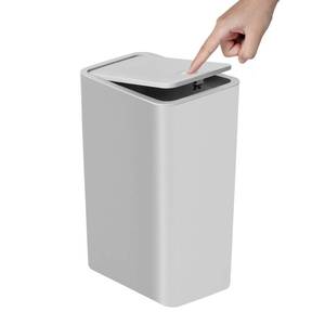 lot 7636 image: TIPGO Bathroom Trash Can with Lid, 10 Liter 2.6 Gallon Slim Garbage Can, Small Trash Bin Waste Basket with Pop-Up Lid for Kitchen, Bedroom, Living Room, Office (Grey)