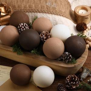 lot 7637 image: Suilung 12 Pcs Neutral Christmas Ball Ornaments 3.15 Inch Matte Textured Christmas Ornaments Shatterproof Rustic Ball Bauble Aesthetic Modern Christmas Decorations for Xmas Tree Home(Dark Brown)