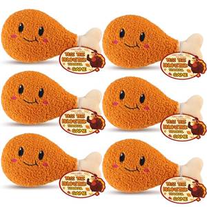 lot 7642 image: Blueweenly 6 Pcs Thanksgiving Plush Turkey Leg Stuffed Thanksgiving Toss The Stuffed Turkey with Cards 8.5 Inch Fall Gift Toys Bulk for Harvest Day Autumn VBS Hot Pass The Chicken Leg Game