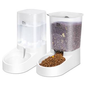 lot 7644 image: Marchul Dog Feeder, Gravity Cat Feeder and Water Dispenser Set, Automatic Pet Food Bowl and Waterer Large Capacity for Small Medium Pets Puppy Kitten Rabbit, 1 Gallon