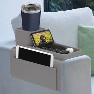 lot 7657 image: Silicone Couch Cup Holder, VIENFUT Anti-Spill and Anti-Slip Sofa Armrest Tray, Dirt-Resistant Silicone Couch Arm Tray for Remote, Snacks, Cellphone and iPad, Gift for Family, Friend (Gray)