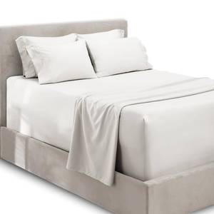 lot 7663 image: Hearth & Harbor 6Pc King Size Bed Linen Set - Extra Deep Pocket Sheets 18-24 Inches - Microfiber Sheets - White