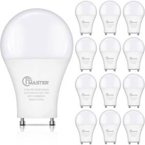lot 7666 image: CFMaster GU24 LED Light Bulb, 3000K Warm White, 9W (100W Equivalent), 800 Lumens, A19 Shape, GU24 Pin Base, Non-Dimmable, UL ETL Certificated (12-Pack)