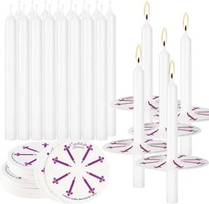 lot 7680 image: YOROXRG 200 pcs Church Candles with Drip Protectors for Devotional Candlelight Vigil Service, Unscented White 5 H X 12 D, No Smoke, Shabbat, Praye