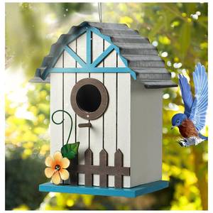 lot 7692 image: handrong Blue Bird Houses,Wood Bluebird House for Outside,Birdhouse for Outdoor, Hummingbird House,Hanging Bird House,Wooden Bird Nesting Box for Birds Lovers Gift