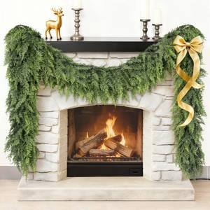 lot 7701 image: Christmas Garland Real Touch Cedar Garland Christmas Decorations 9 ft Soft and Lush Realistic Faux Pine Garlands for Mantle, Table, Stairs, Doorframe, Fireplace Indoor Outdoor Holiday Decorations