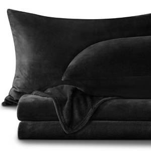 lot 7703 image: BEDELITE Flannel Sheets Full Size Black - Super Soft Fleece Sheets Set Fluffy Extra Plush, 4 Piece(Include Fitted Sheet, Flat Sheet, 2 Pillowcases)