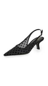 lot 7707 image: Sam Edelman Womens Bianka Sling Pump Black Polka Dot Mesh 9 Medium