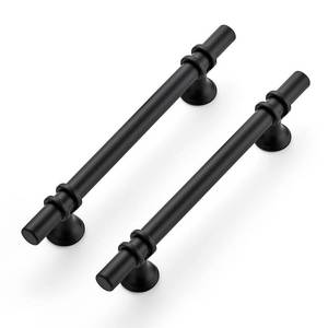 lot 7708 image: Ravinte 15 Pack 7.38 Inch Cabinet Pulls Kitchen Cupboard Handles with Round Base Matte Black Drawer Pulls Cabinet Handles 7.38 Length,5 Hole Center