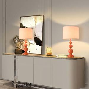 lot 7712 image: Ziqqeelam 24.4 Orange Mid Century Modern Table Lamps Set of 2 for Living Room Bedroom Bedside Nightstand, Contemporary Table Lamp for Bedside, End Table Side Table Lamp (Bulbs Not Includes)