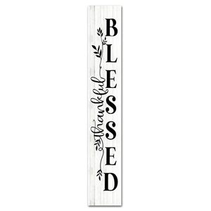 lot 7715 image: Bidesign (48x8) IN Tall Thankful Blessed Vertical Signs For Front Door Porch Standing Hanging Wood Welcome Yard Sign For Home Decor Fall Autumn Thanksgiving Decorations Outdoor Indoor