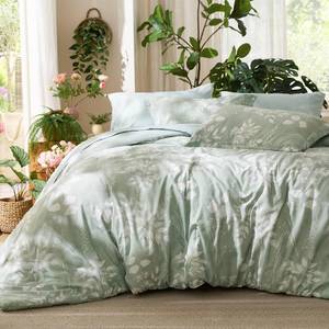 lot 7720 image: Bedsure Queen Comforter Set - 7 Pieces Floral Sage Green GentleSoft�� Bedding Sets, Queen Bed in a Bag with Botanical Flowers Winter Comforter, Sheets, Pillowcases & Shams