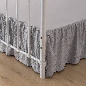 lot 8011 image: Tufted Dot Bed Skirt Queen Size Ruffled Bed Skirt with Split Corners, 14 Inch Drop Dust Ruffle Bed Skirts with Platform, Light Grey