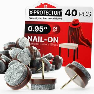 lot 8021 image: Nail-on Felt Pads X-PROTECTOR 40 PCS - 0.95 Felt Chair Pads - Floor Protectors for Furniture Legs - Best Furniture Sliders for Hardwood Floors (24 mm)