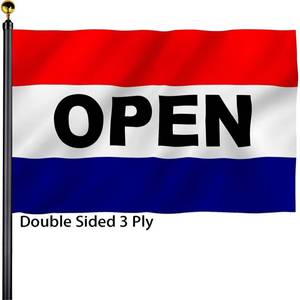 lot 8035 image: Open Flags for Business Sign 3x5 Outdoor Double Sided 3 Ply Heavy Duty Open Flags Banner for Outside with 2 Brass Grommets UV protection Fade Resistant for Indoor Outdoor