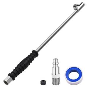 lot 8040 image: SAFELIFE 16-14 Extended Dual Head Air Chuck for Semi Trucks Dually Tires, 14 FNPT Heavy Duty Lock On Tire Inflate Chuck wQuick Plug - Closed Flow